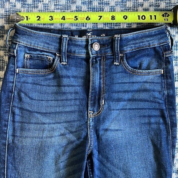 Hollister Women’s 24x30 Highrise Super Skinny Stretch Dark Washed Blue Jeans - Picture 8 of 10